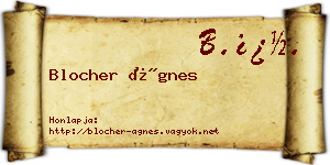 Blocher Ágnes névjegykártya